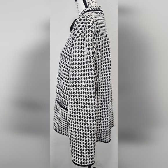 CHICO'S Women's Black & White Houndstooth Zip-Up Pocket Jacket Size 3/XL/16 - Picture 2 of 13